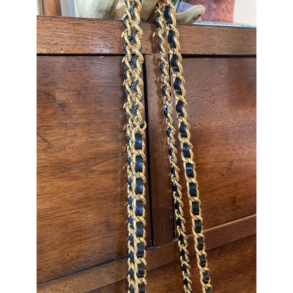 Lou-Rexx Vintage Quilted Snakeskin Round Chain Strap Handbag Black Loehmann's - Picture 13 of 14